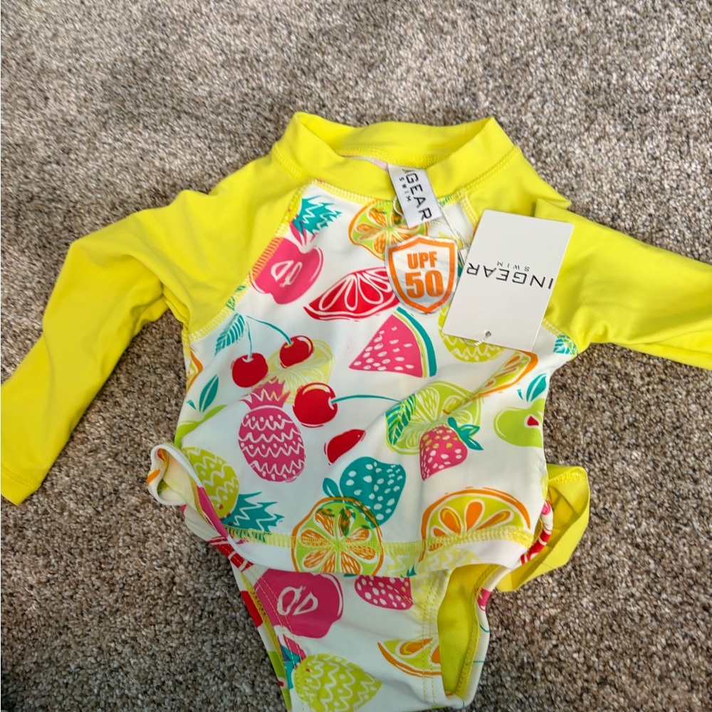 Ingear Kids Rashguard - Yellow with Multicolor Fruit Design